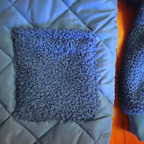 Cobalt Blue Mixed Material Teddy Coat Size M - Picture 2 of 8